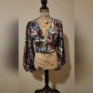 (NWT) Vibrant Abstract Print Women's Blouse